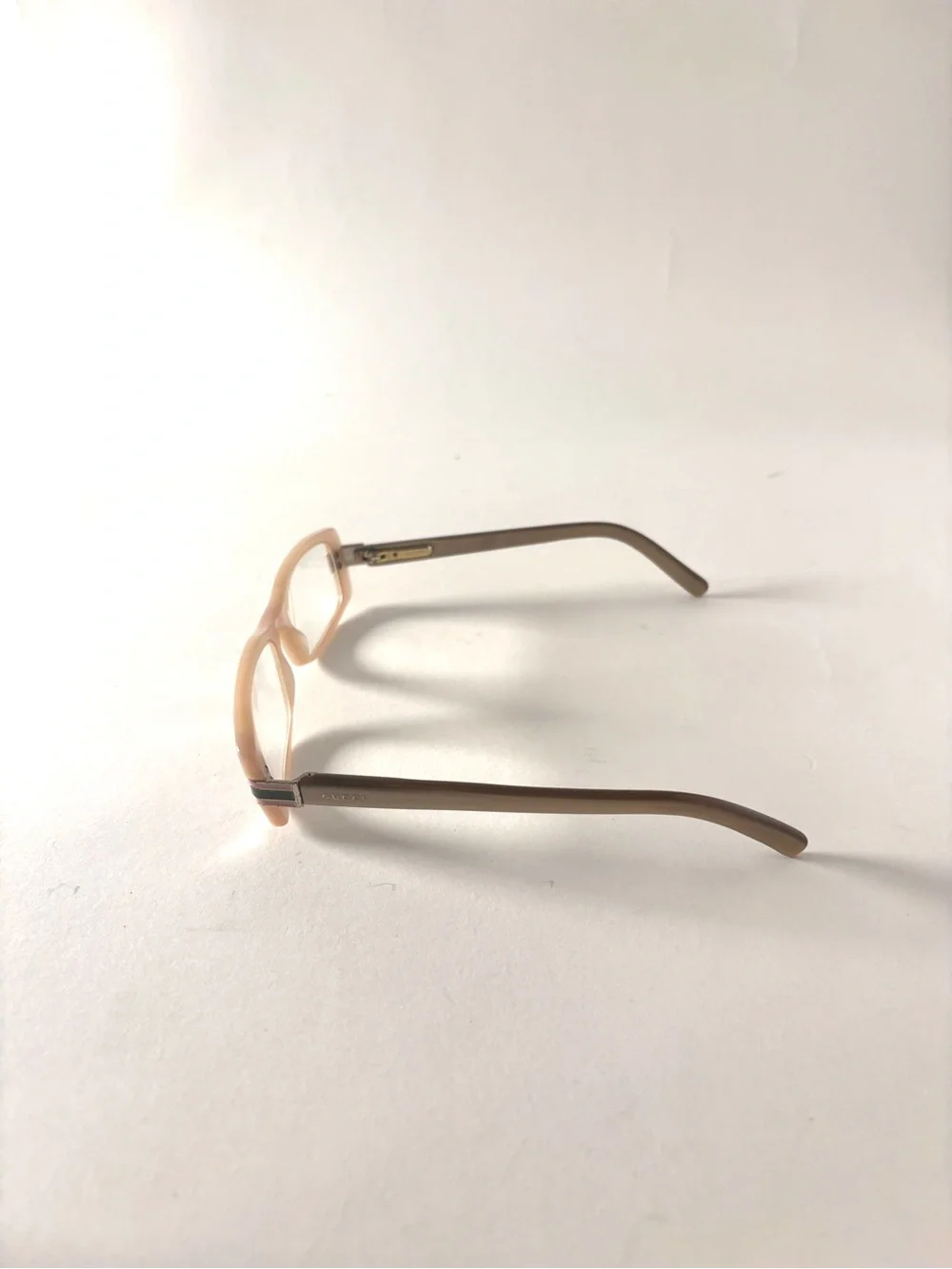 Gucci Beige Rectangular Women's Glasses